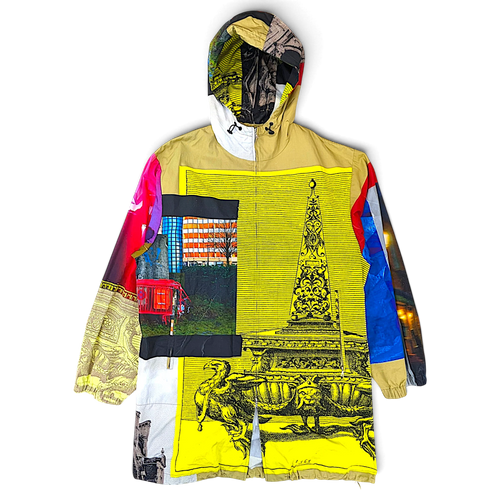 Dries Van Noten multicolour photographic-print hooded parka from Ibe's archive, front view