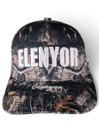 JAKE & IPI Elenyor cap in camouflage print with white embroidered lettering on the front and brim