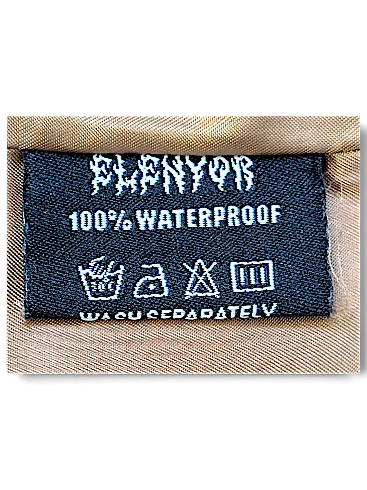 JAKE & IPI Elenyor brown jacket and pants waterproof garment care label with washing instructions