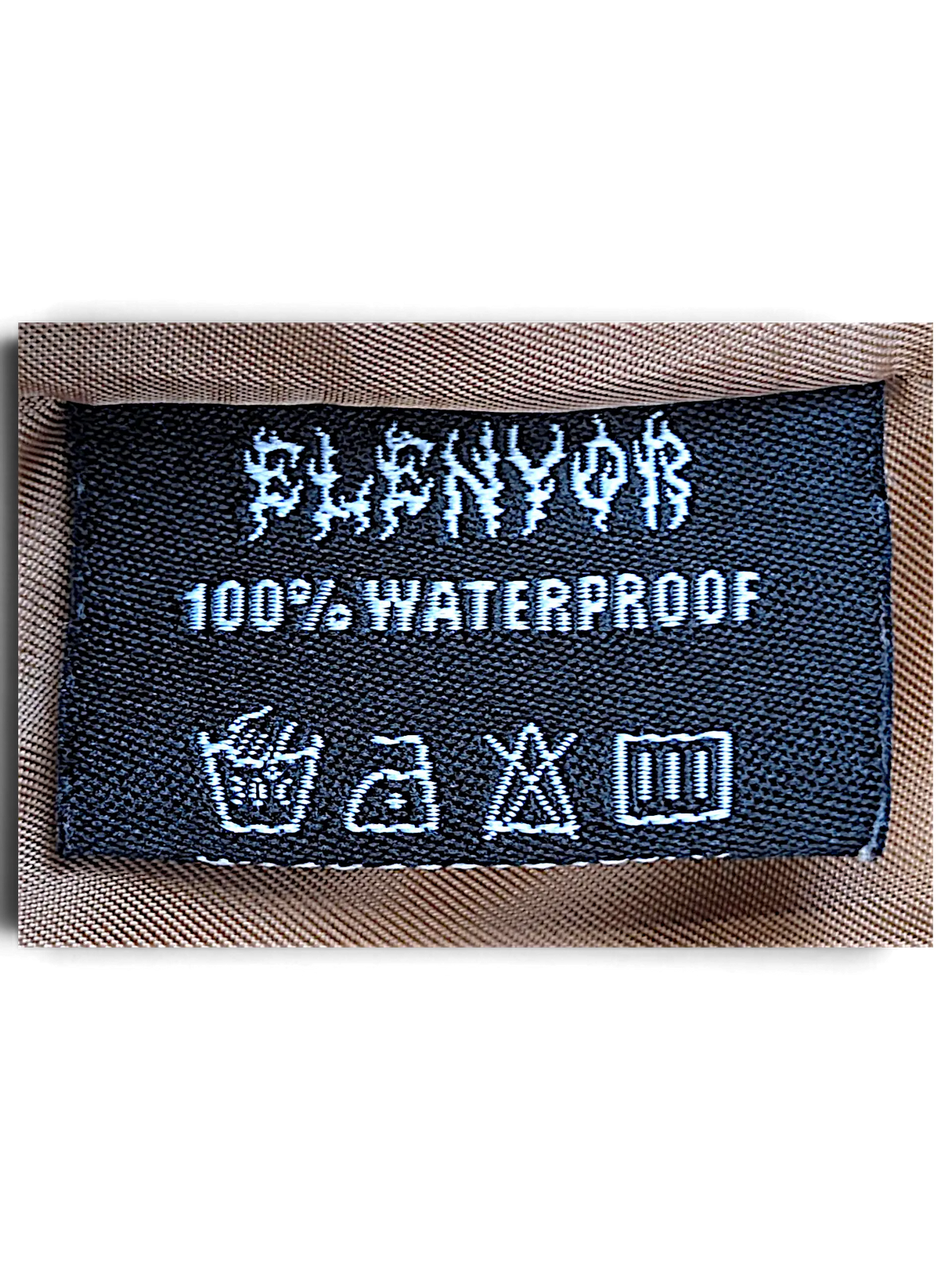 JAKE & IPI Elenyor brown jacket and pants waterproof clothing care label with washing instructions