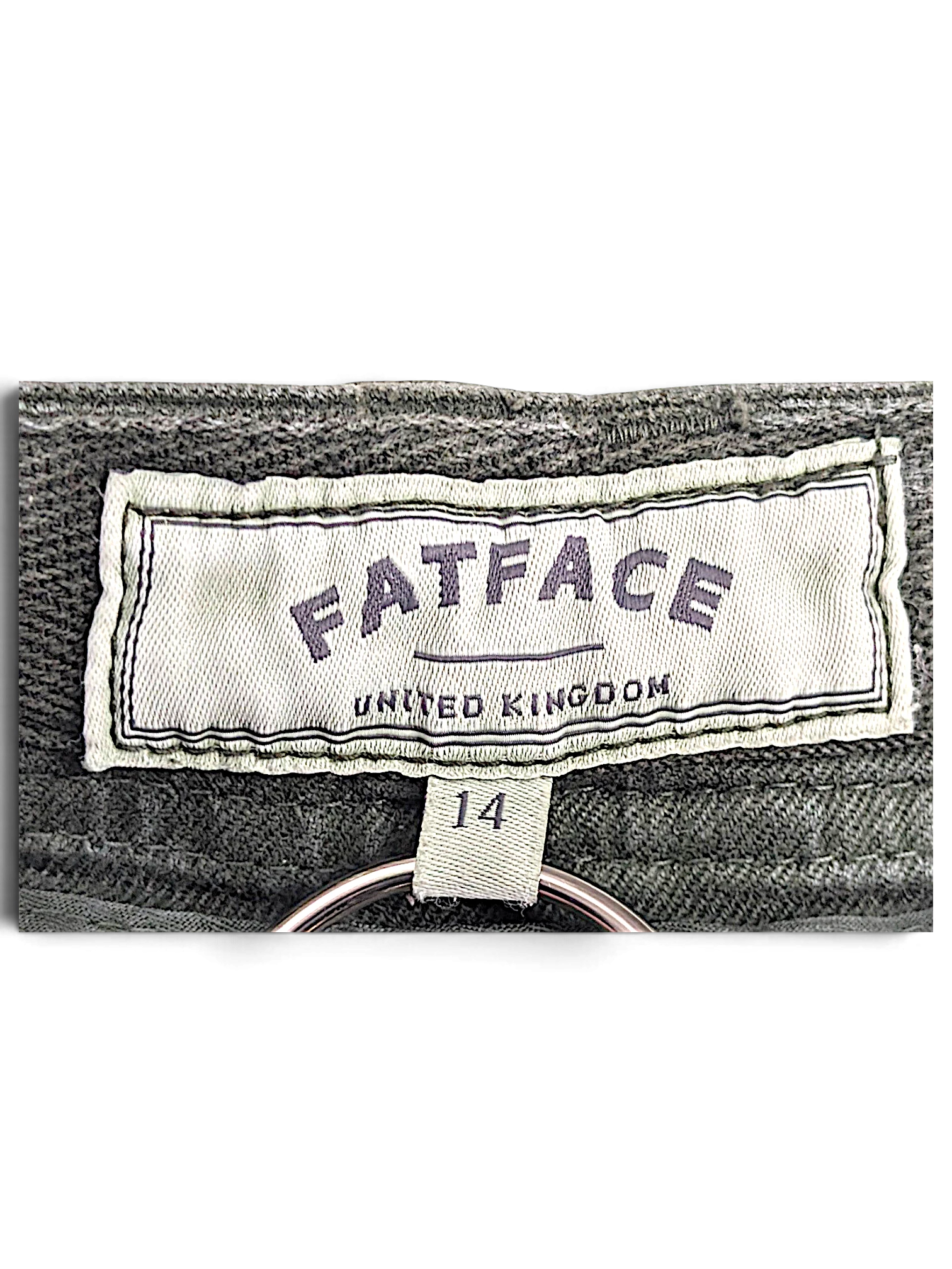 JAKE & IPI FatFace olive green utility trousers size 14 brand label detail