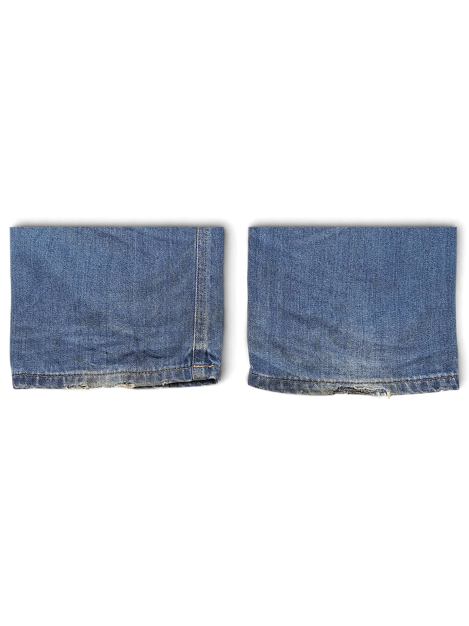 JAKE & IPI G-Star blue denim jeans featuring frayed hems on the leg openings