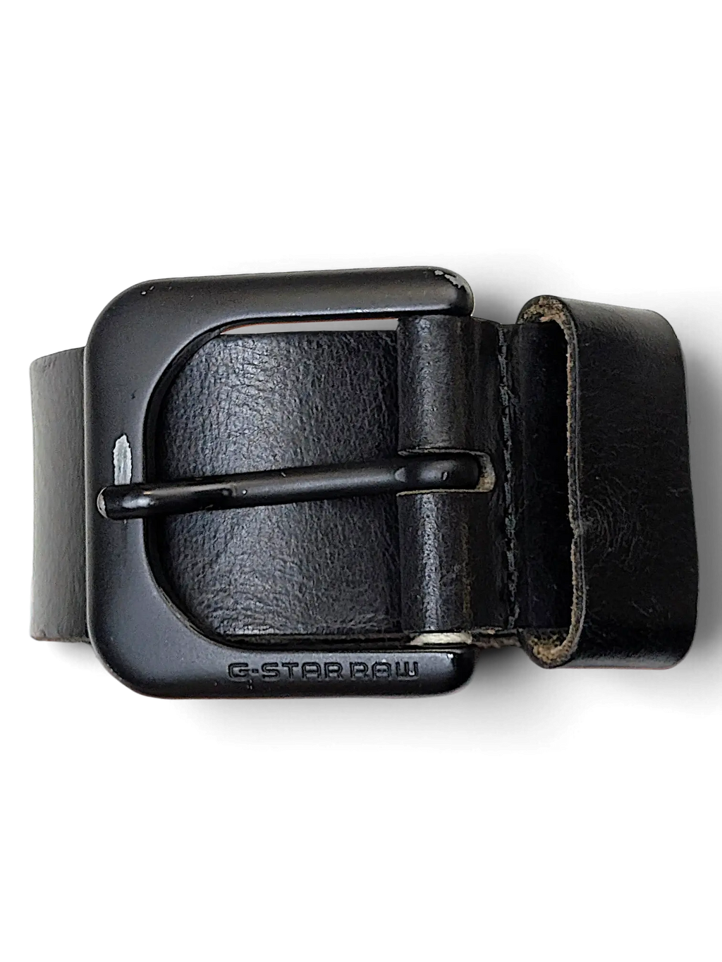 JAKE & IPI G-Star Raw black leather belt with a matte black metal buckle and embossed logo detail