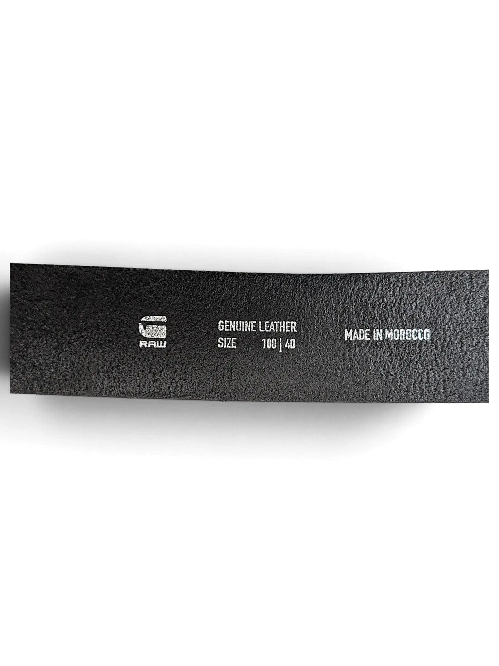 JAKE & IPI G-Star Raw black genuine leather belt interior branding and size details