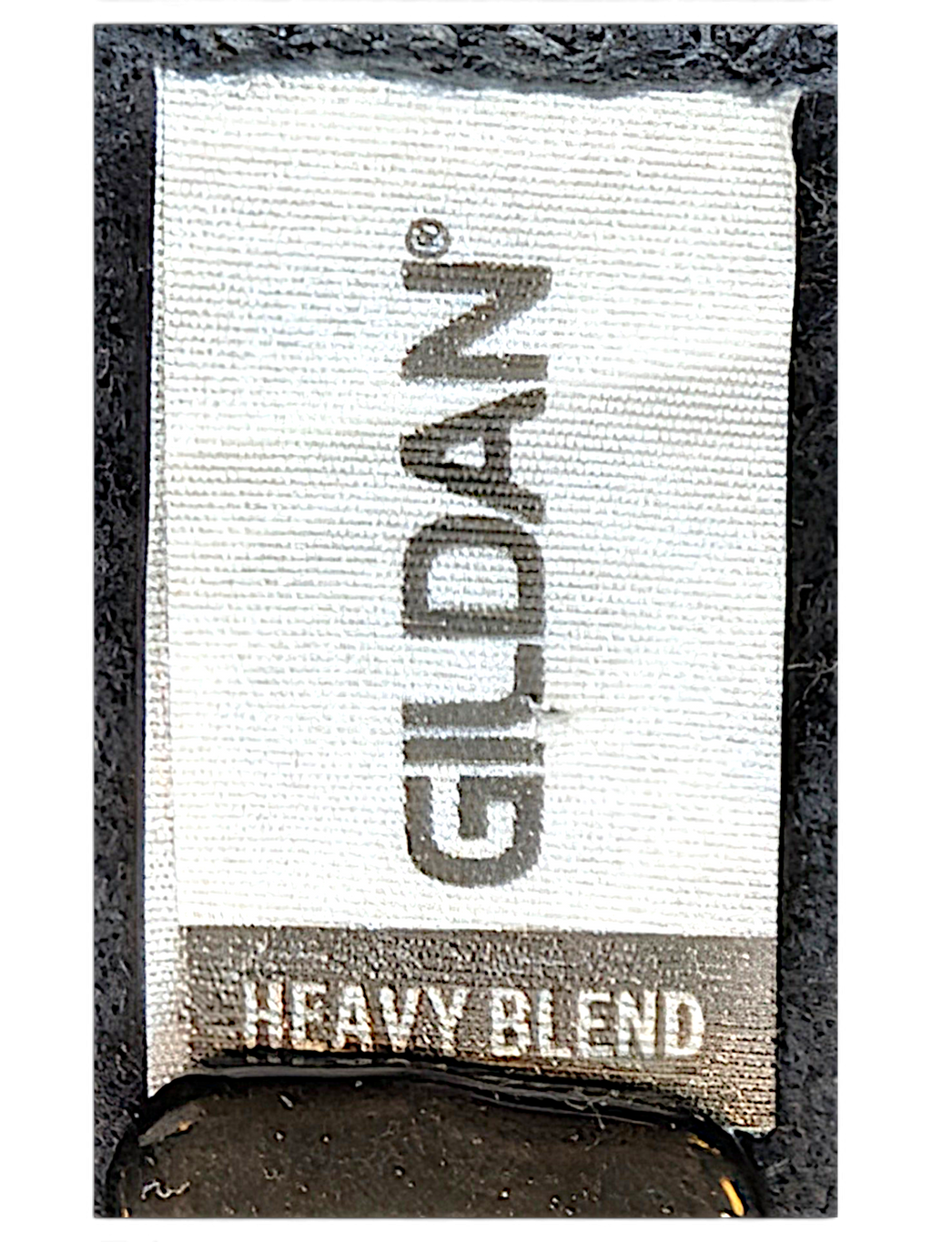 JAKE & IPI black Gildan Heavy Blend hoodie garment tag detail