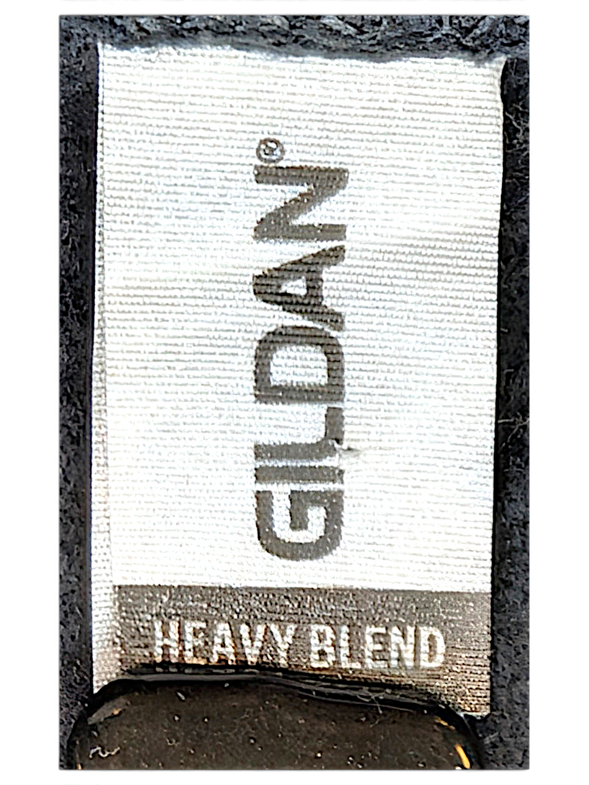 JAKE & IPI black Gildan Heavy Blend hoodie garment tag detail
