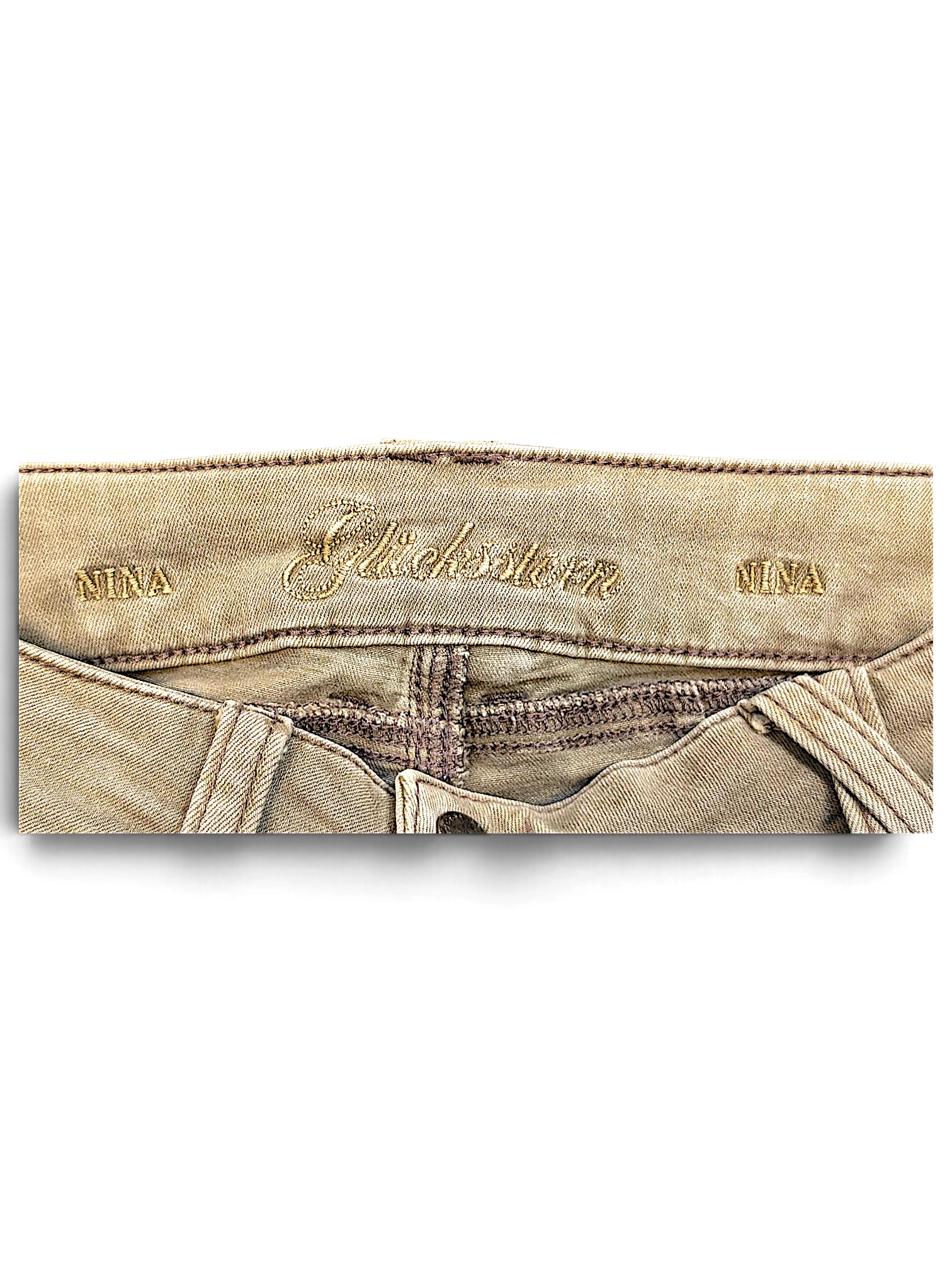 JAKE & IPI pre-owned Glücksstern light brown casual trousers featuring embroidered branding on the inner waistband