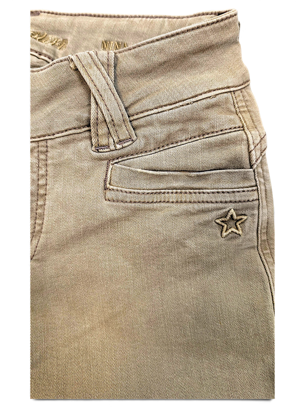 JAKE & IPI pre-owned light brown Glücksstern casual trousers with a small embroidered star detail on the pocket