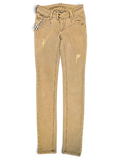 JAKE & IPI Glücksstern light brown casual trousers with a relaxed straight-leg fit and distressed finish.