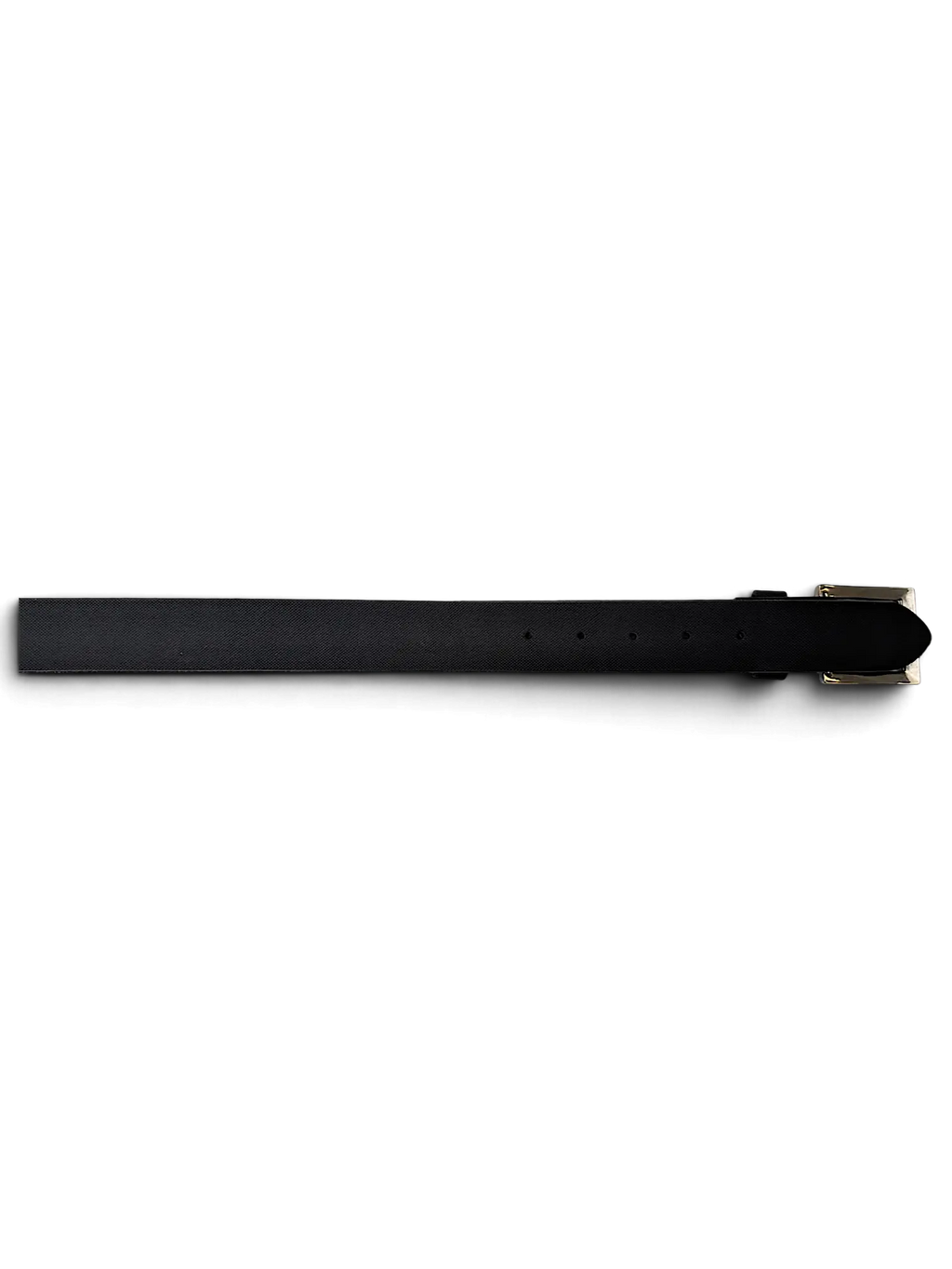 JAKE & IPI Gotz Collection black leather belt with a polished silver buckle on a plain white background.