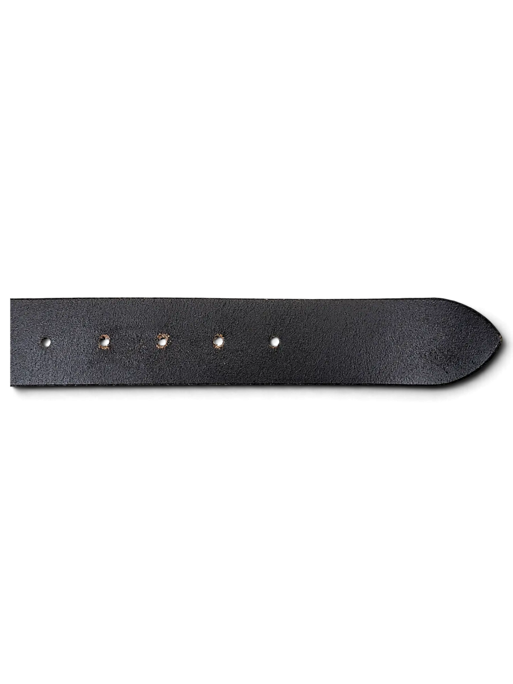 JAKE & IPI Tom Ramsey grey and black leather belt featuring a classic pointed tip and punched holes