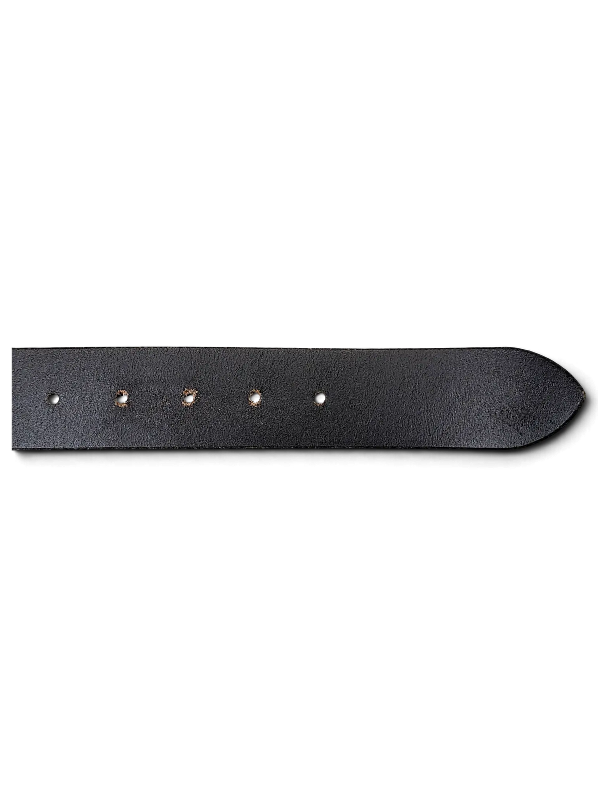 JAKE & IPI Tom Ramsey grey and black leather belt featuring a classic pointed tip and punched holes