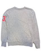 JAKE & IPI Superdry College grey crewneck sweatshirt with a red number 3 graphic on the sleeve