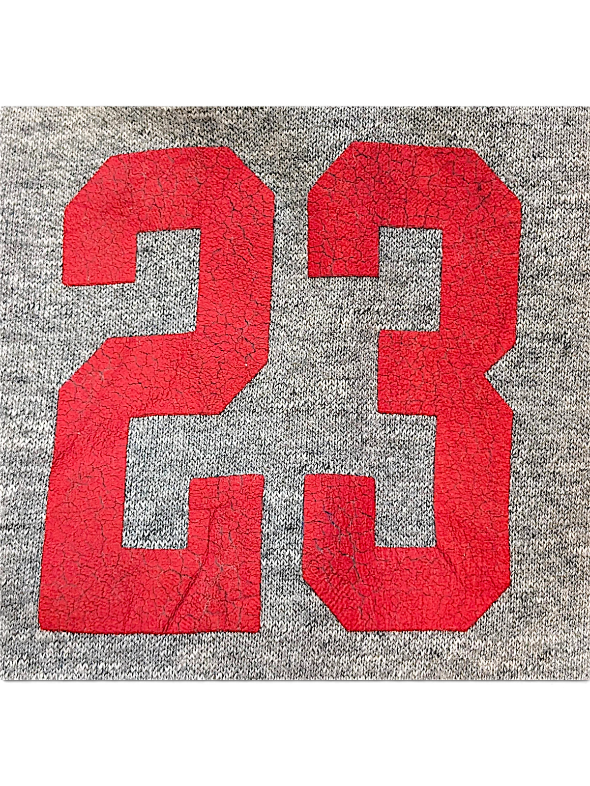 JAKE & IPI Superdry College grey sweatshirt featuring a distressed red number 23 print on soft heathered fabric