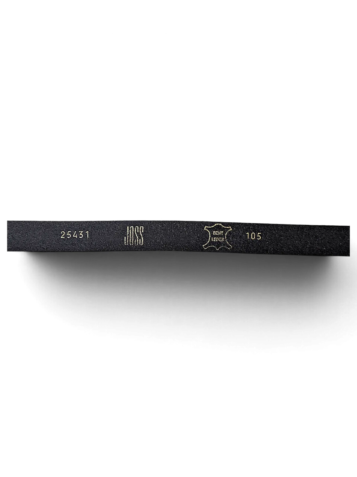 JAKE & IPI Joss grey leather belt interior showing gold embossed branding and genuine leather stamp