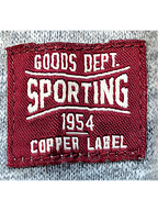 JAKE & IPI Superdry College grey marl sweatshirt featuring a burgundy embroidered brand patch with white text