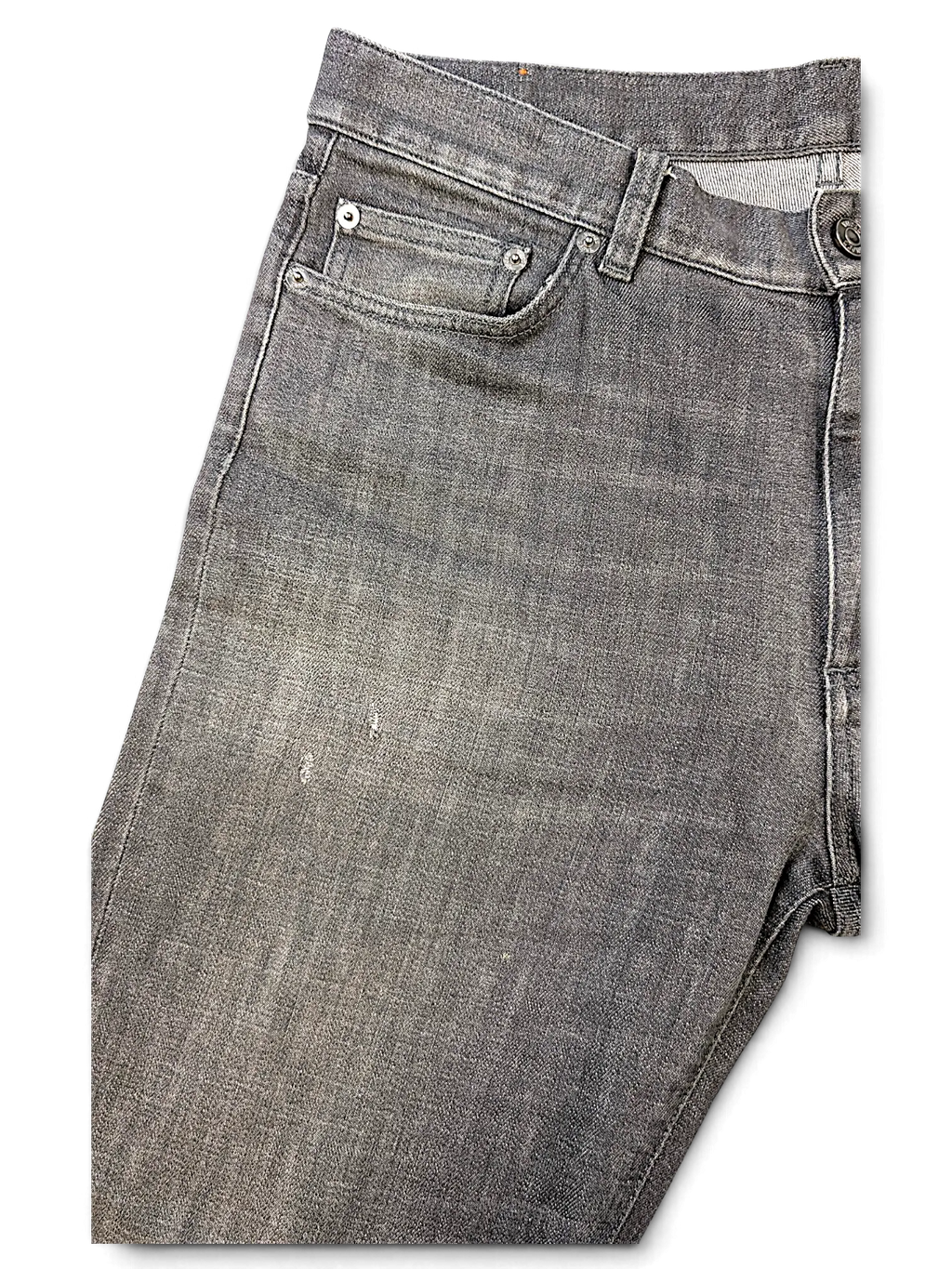 JAKE & IPI grey IBE Zegna denim jeans featuring a classic five-pocket design and subtle distressed detailing.
