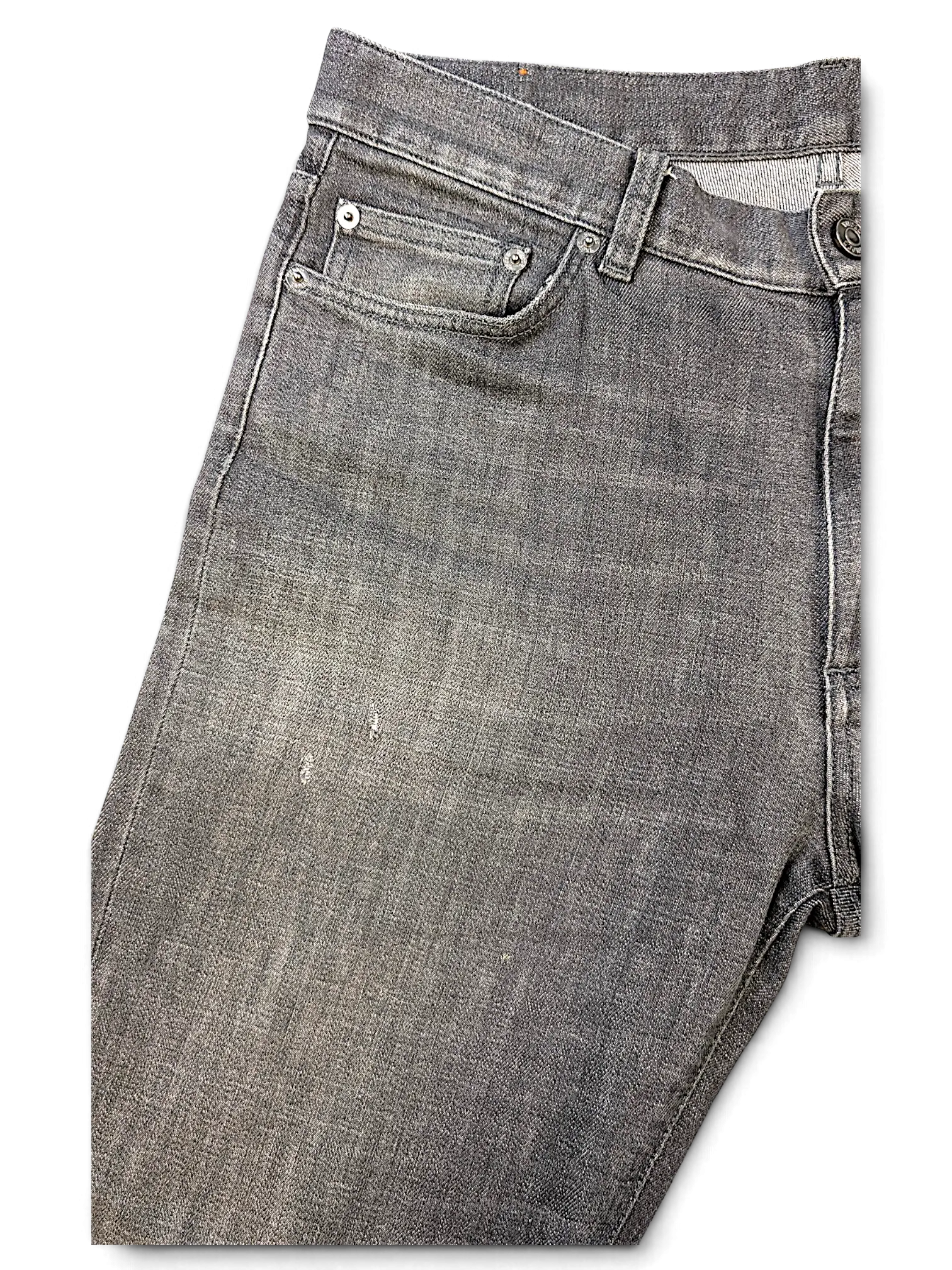 JAKE & IPI grey IBE Zegna denim jeans featuring a classic five-pocket design and subtle distressed detailing.