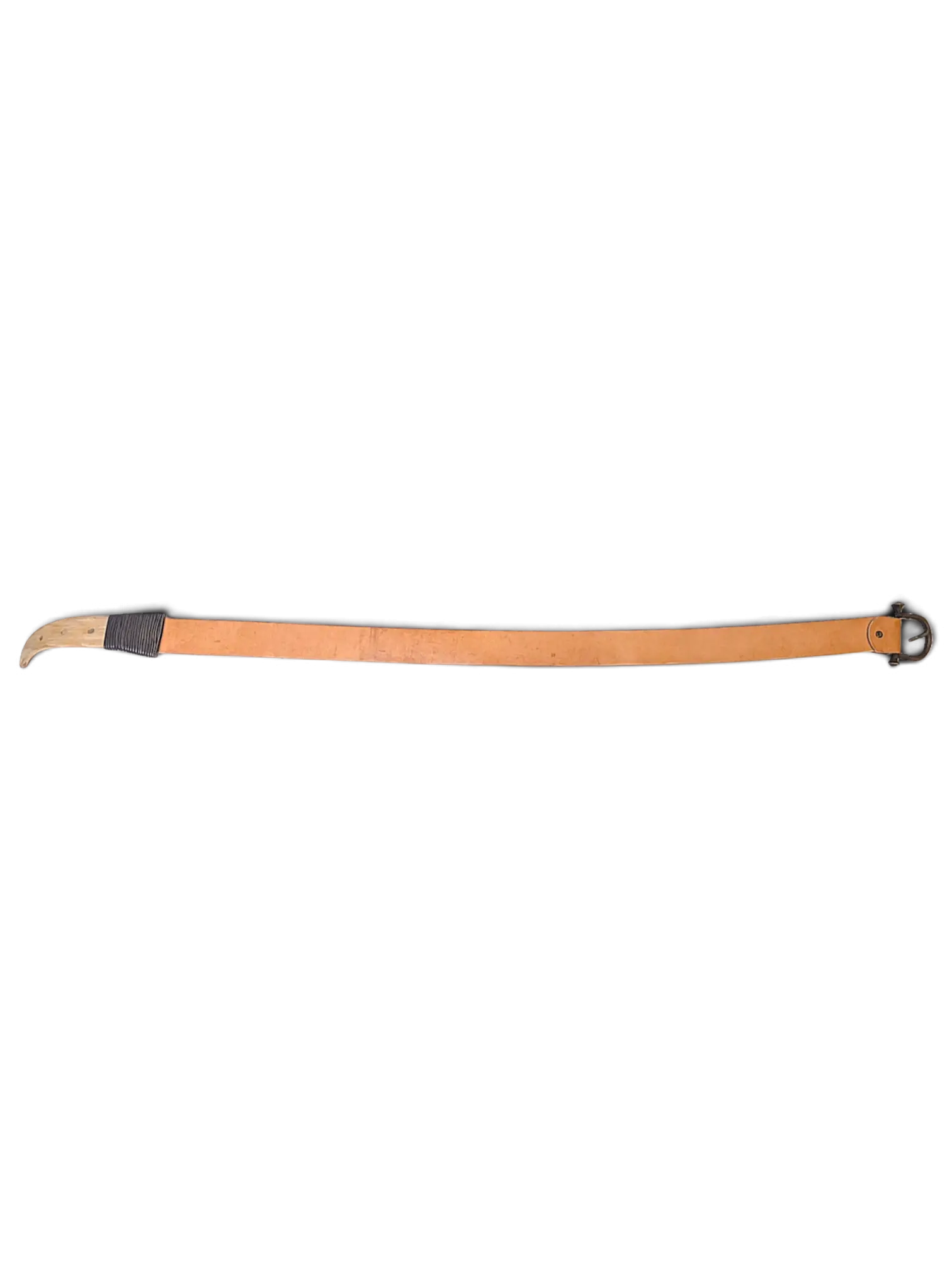 JAKE & IPI Griginialle leather belt in tan with a unique horn-style tip and metal buckle closure