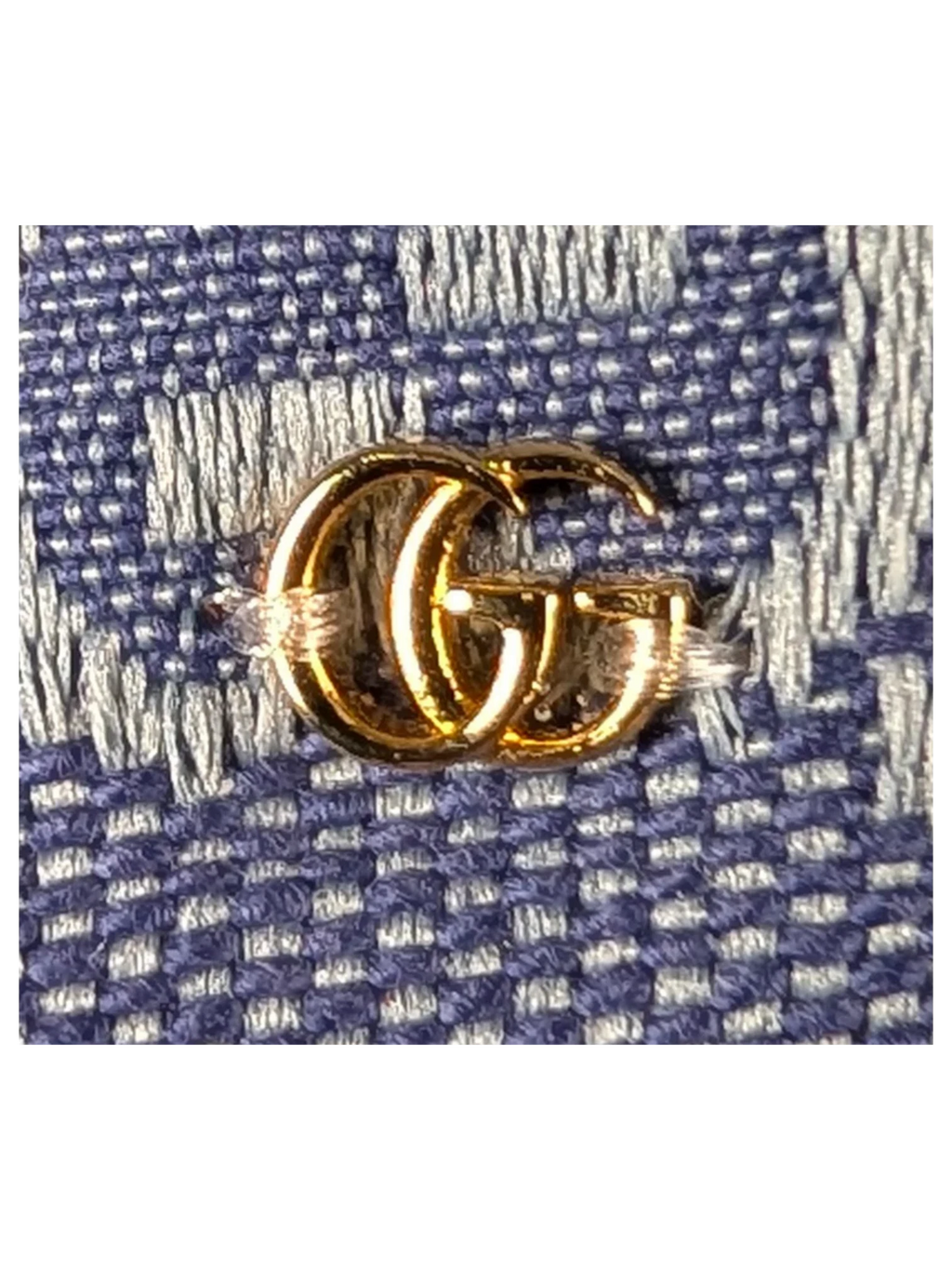 JAKE & IPI blue Gucci baseball cap featuring a gold-tone GG monogram logo detail on the side