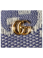 JAKE & IPI blue Gucci baseball cap featuring a gold-tone GG monogram logo detail on the side