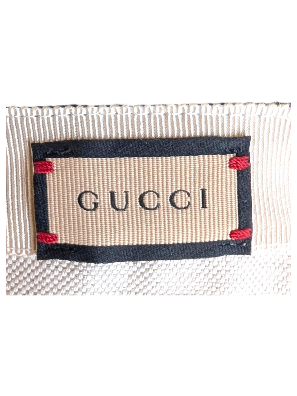 JAKE & IPI pre-owned Gucci blue baseball cap interior brand label with red stitching detail