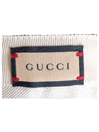 JAKE & IPI pre-owned Gucci blue baseball cap interior brand label with red stitching detail