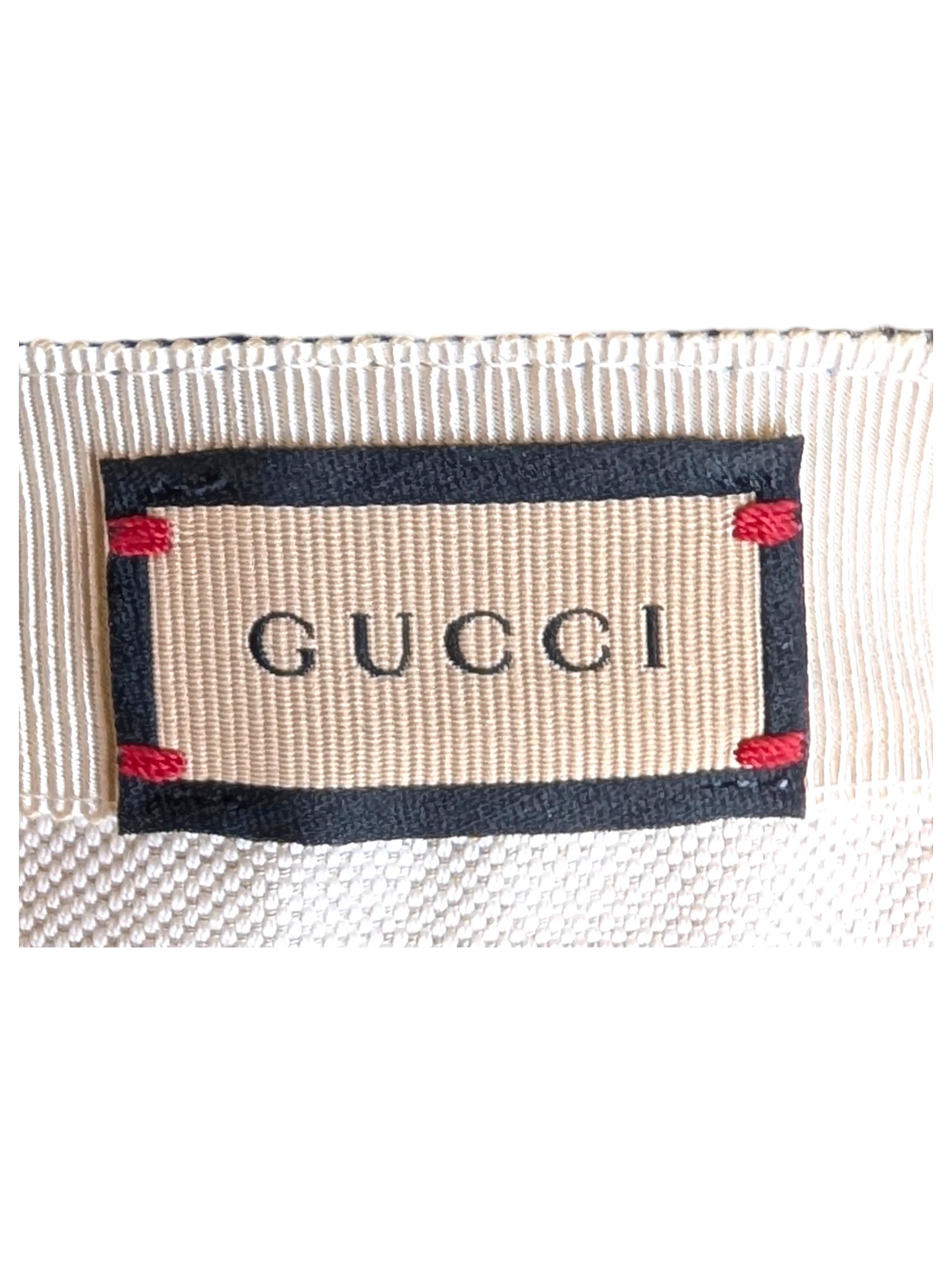 JAKE & IPI pre-owned Gucci blue baseball cap interior brand label with red stitching detail