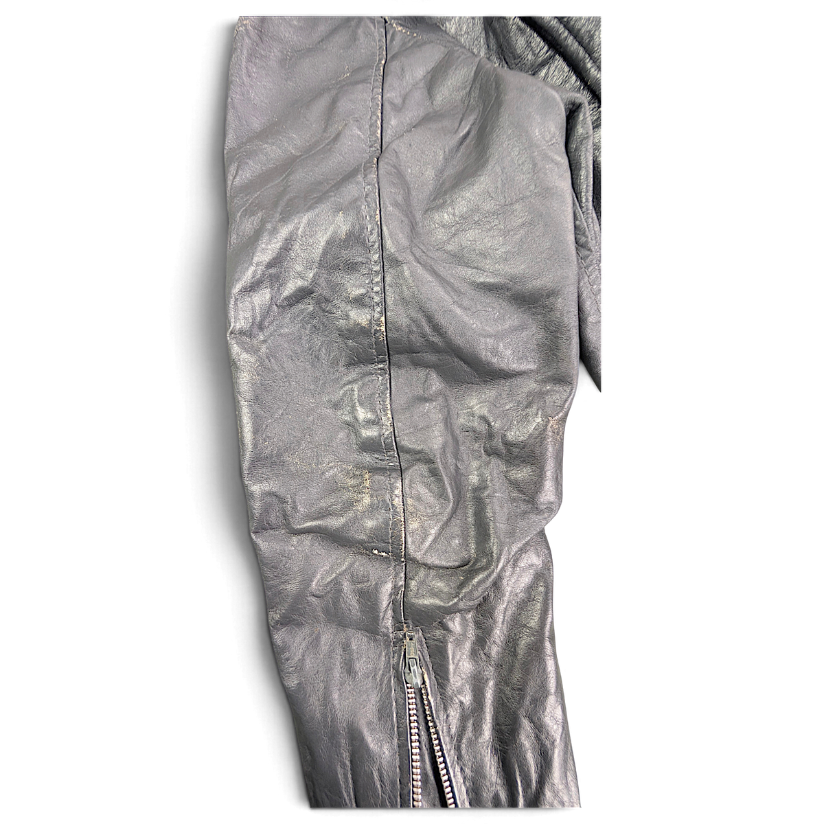New Dimension Grey Genuine Leather Cafe Racer Jacket – 42 – sleeve patina.
