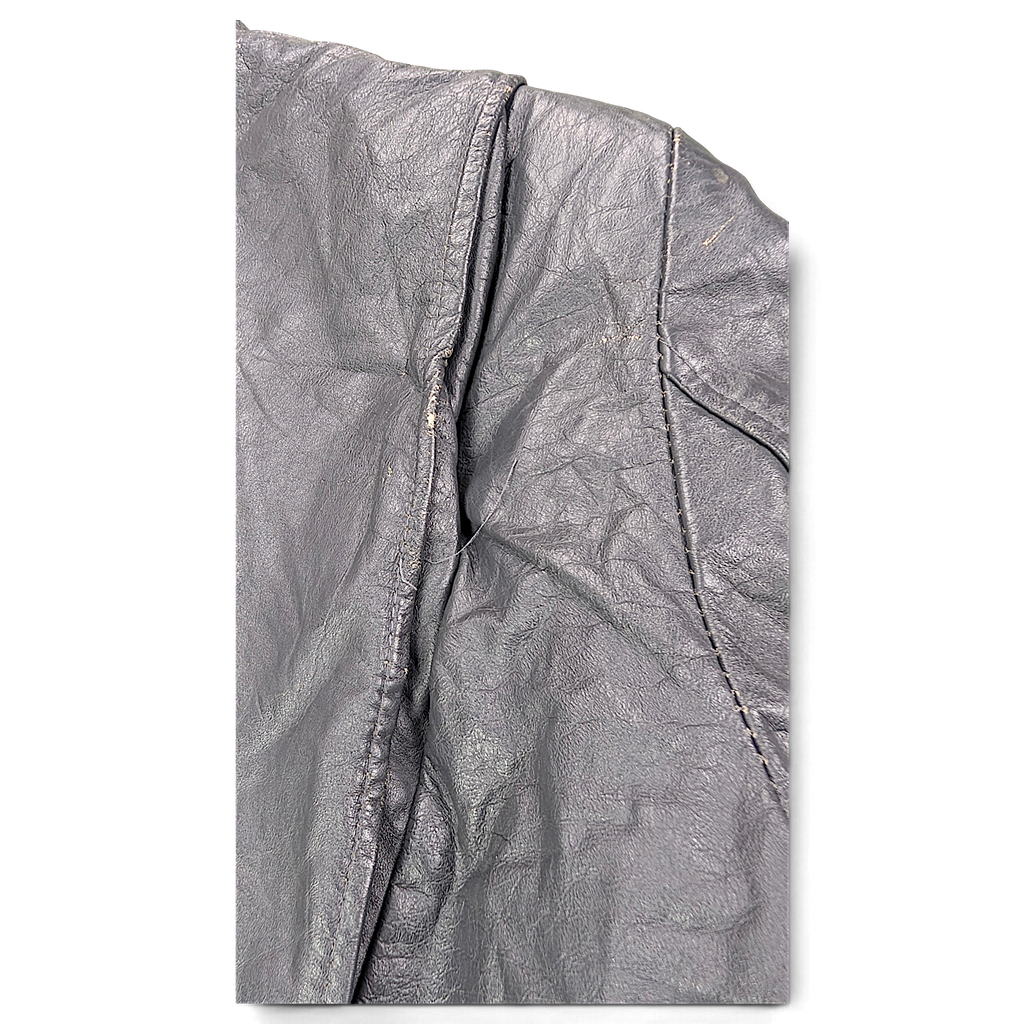 New Dimension Grey Genuine Leather Cafe Racer Jacket – 42 – side seam.