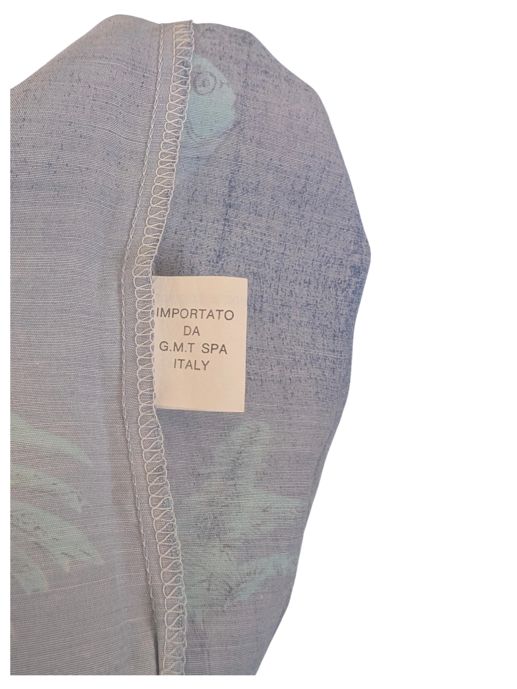 JAKE & IPI Destination Liberté Hawaiian shirt interior label showing import details from G.M.T SPA Italy