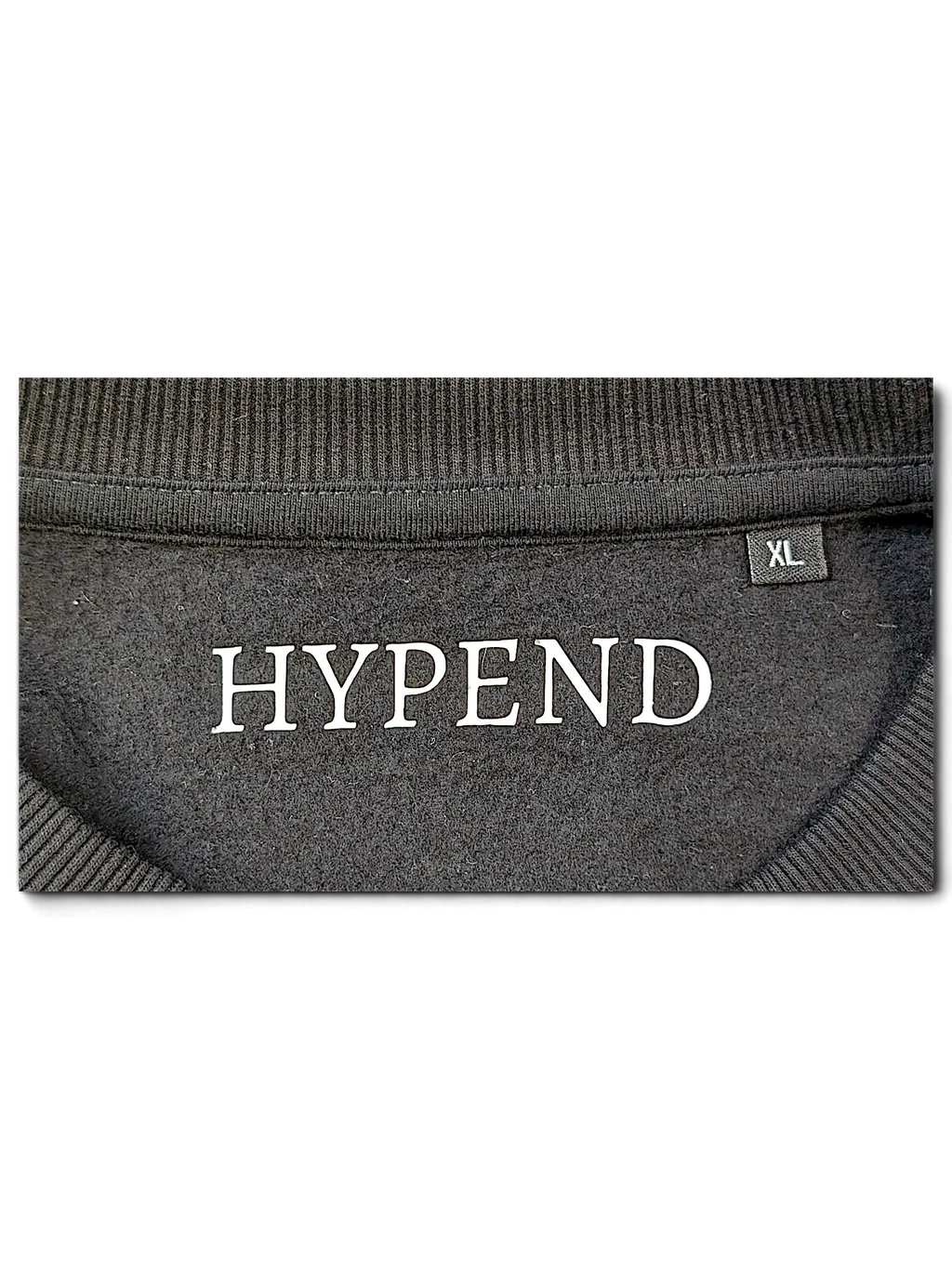 JAKE & IPI black IBE Hypend crewneck sweatshirt interior neck label with size XL tag