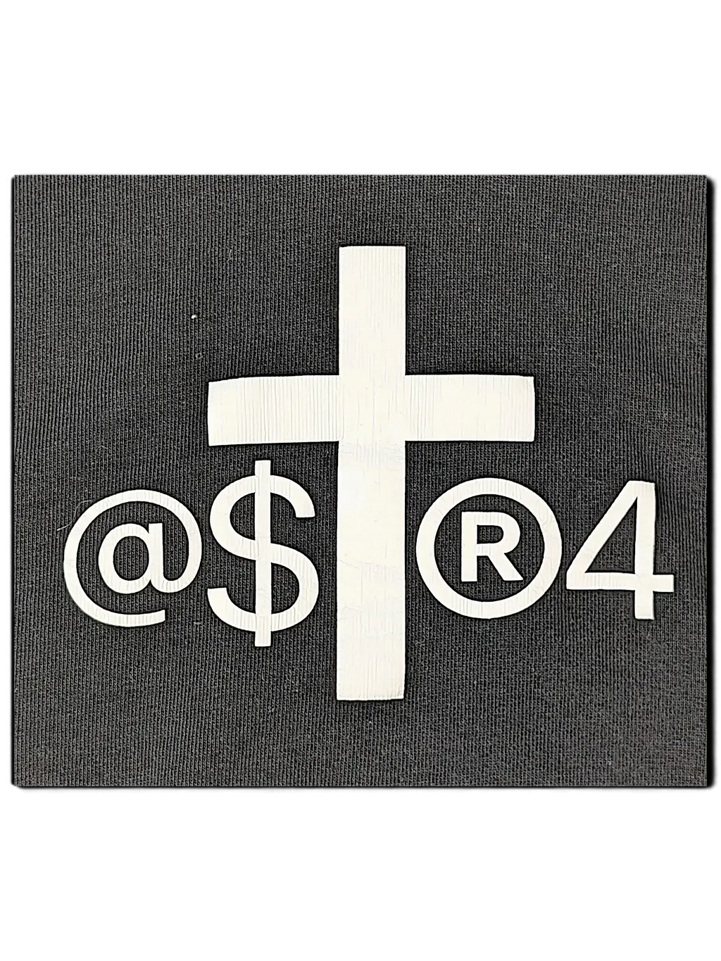JAKE & IPI IBE Pyzze black hoodie featuring a white graphic print of a cross and symbols on the front