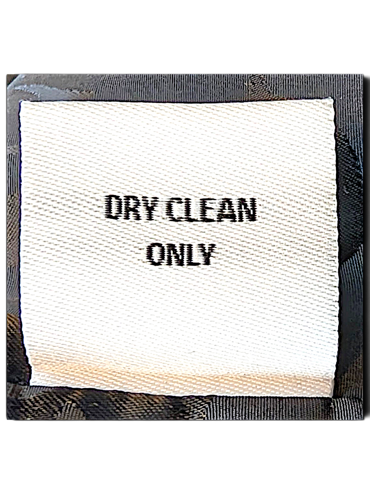 VFlame jacket lining and dry-clean-only care label
