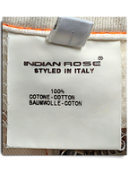 JAKE & IPI Indian Rose white cargo pants garment care label showing 100 percent cotton composition and Italian origin