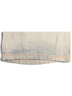 JAKE & IPI Indian Rose white cotton cargo pants hem detail showing orange contrast stitching and fabric wear