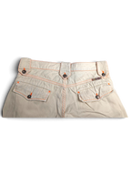 JAKE & IPI Indian Rose white cotton cargo pants with orange contrast stitching and buttoned utility back pockets