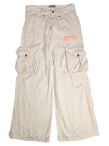 JAKE & IPI Indian Rose white wide-leg cargo pants with orange contrast stitching and utility pockets