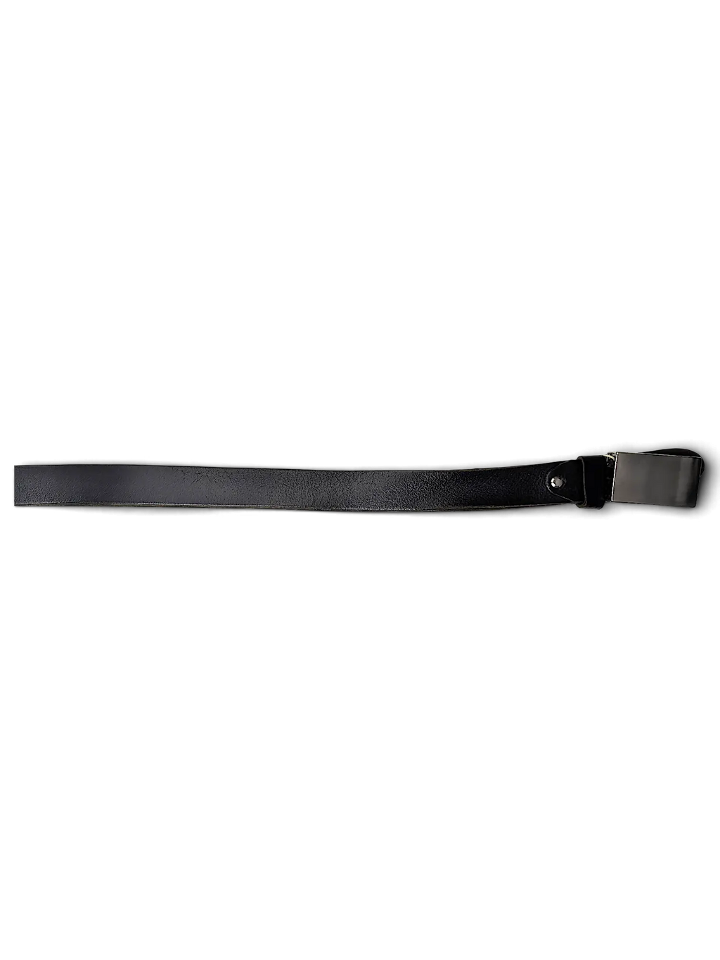 JAKE & IPI Jeans Fritz black leather belt with a minimalist silver-tone metal buckle on a white background