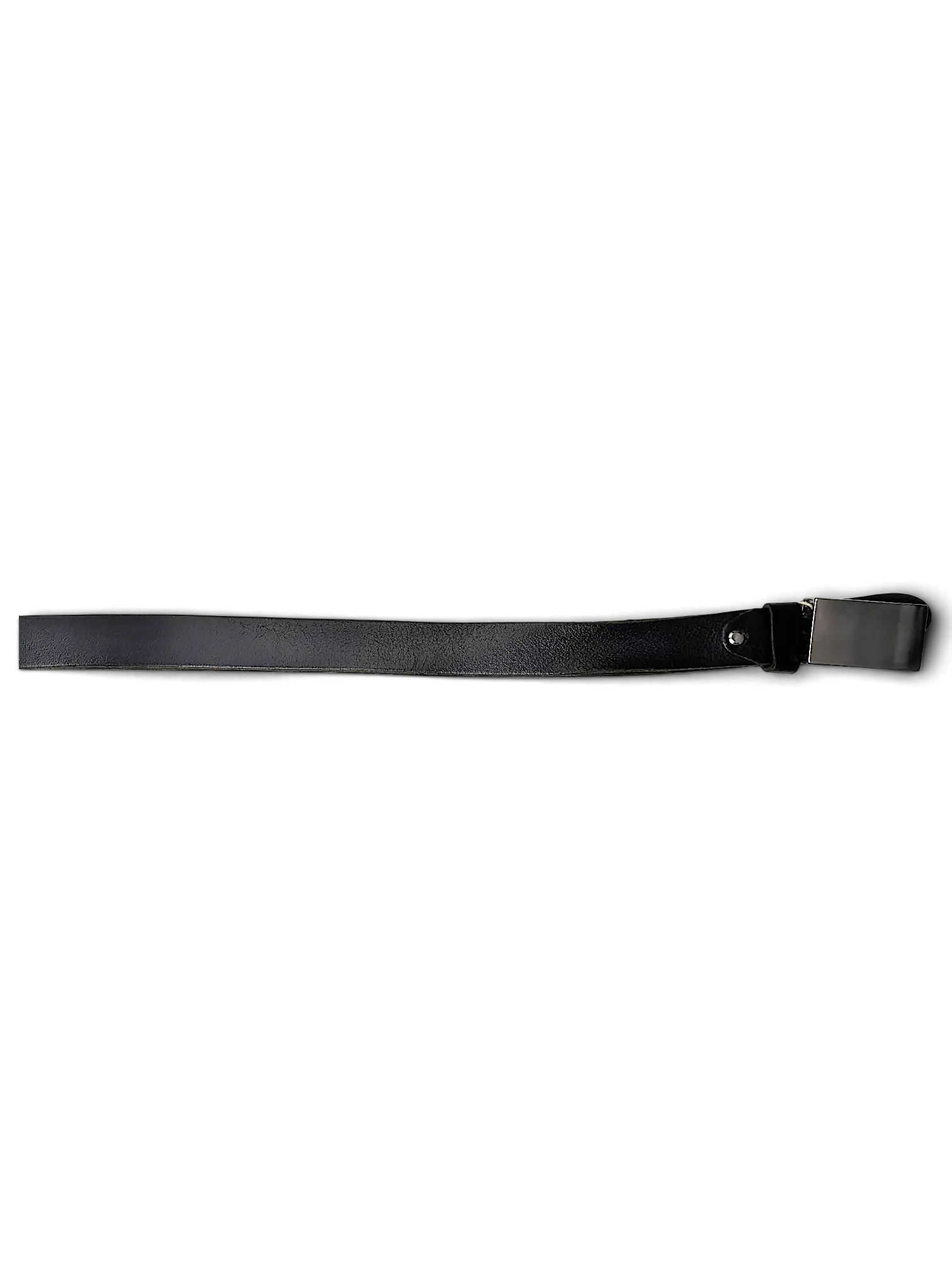 JAKE & IPI Jeans Fritz black leather belt with a minimalist silver-tone metal buckle on a white background