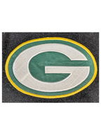 JAKE & IPI Jeff Hamilton varsity jacket featuring a green, yellow, and white leather Green Bay Packers G logo patch.