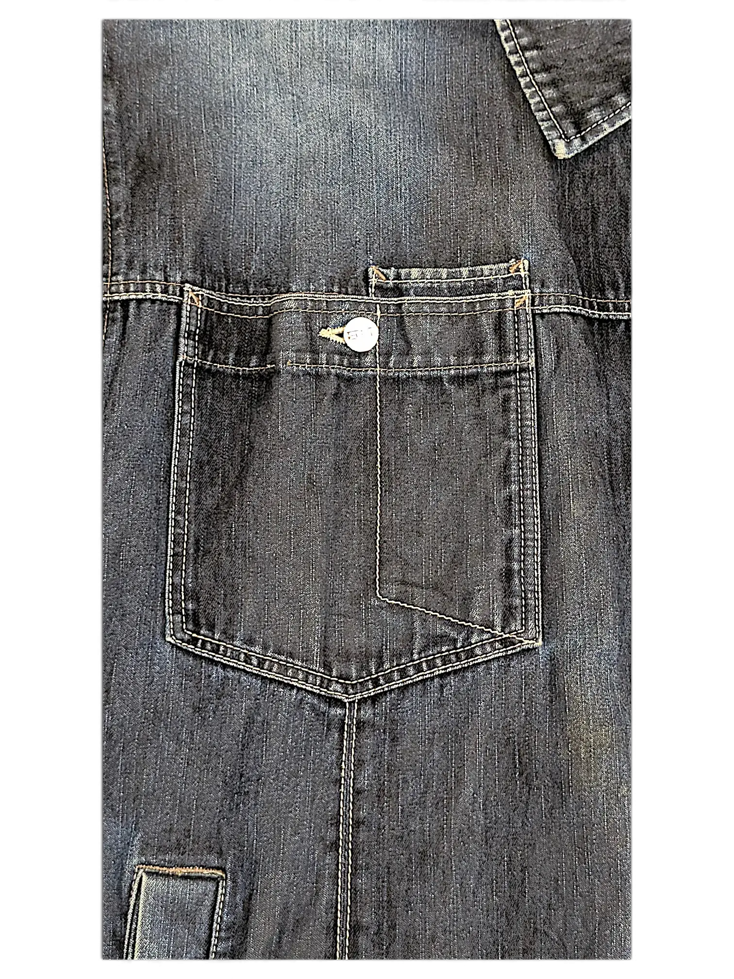 JAKE & IPI Johnny Blaze denim jacket featuring a dark grey washed finish and a detailed chest pocket with button