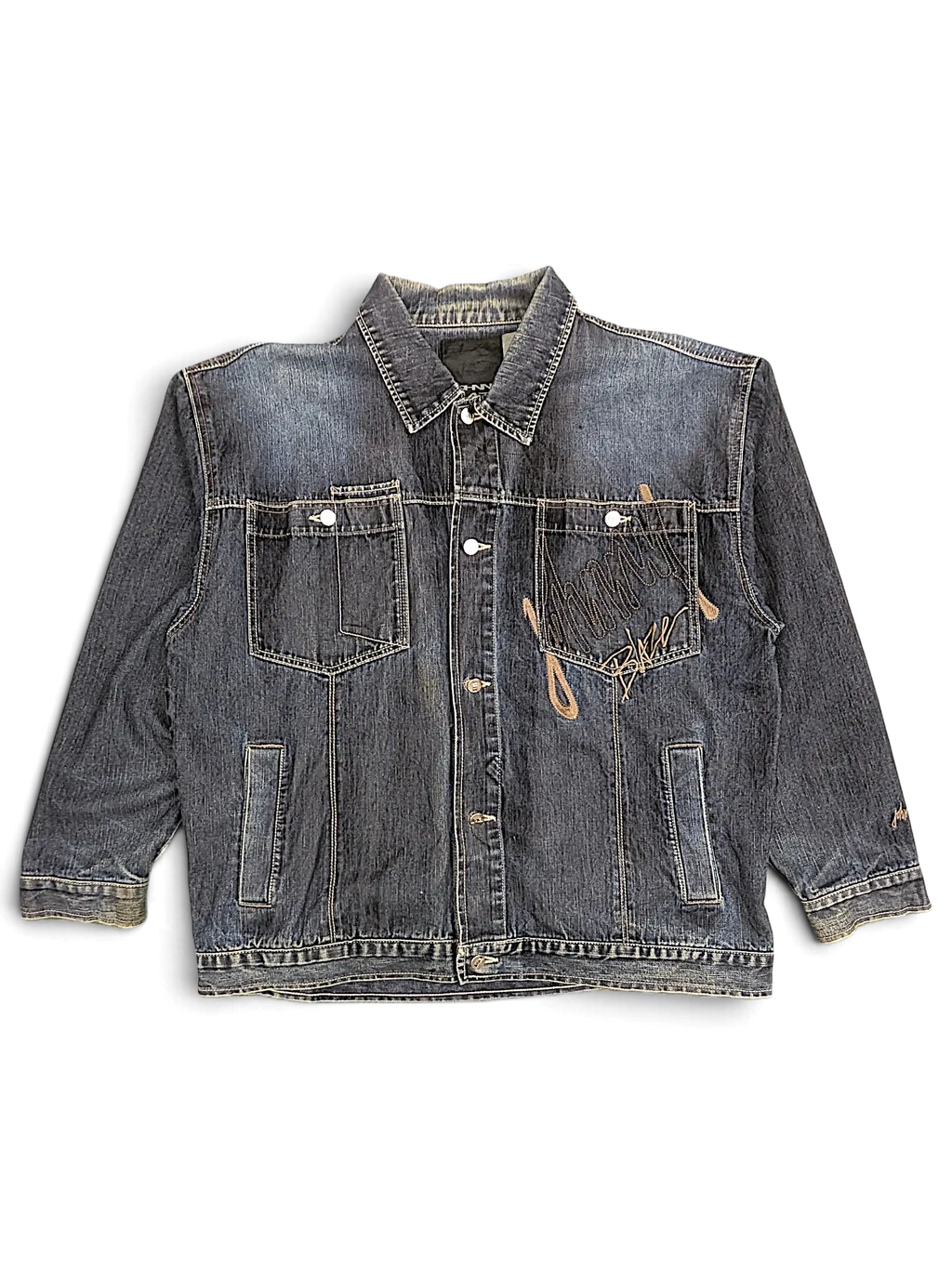JAKE & IPI Johnny Blaze dark wash denim jacket with embroidered logo detail and chest pockets