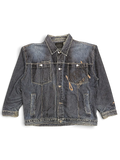 JAKE & IPI Johnny Blaze dark wash denim jacket with embroidered logo detail and chest pockets