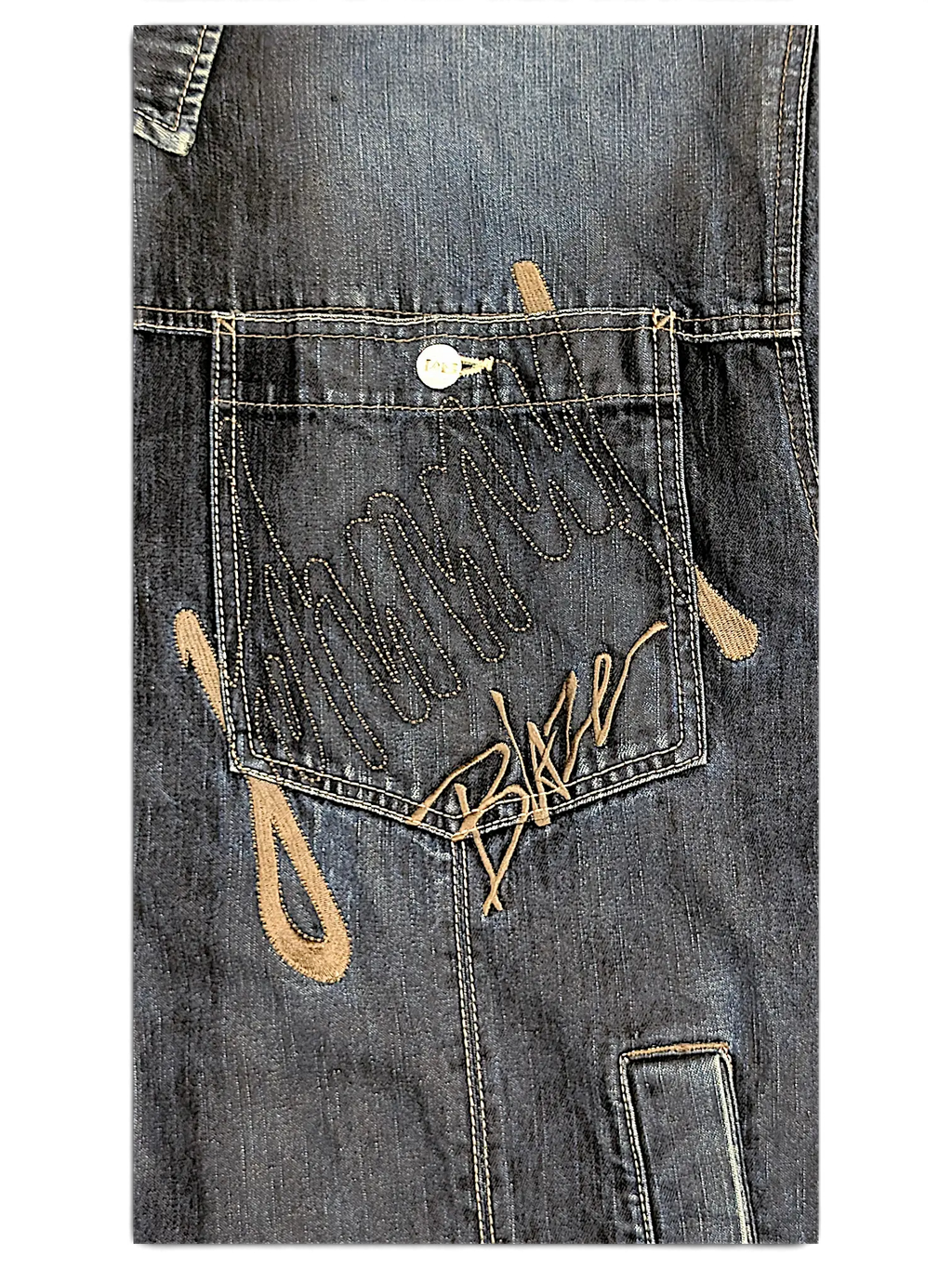 JAKE & IPI Johnny Blaze dark wash denim jacket featuring detailed embroidered logo on the chest pocket