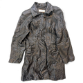 Jones New York Black Genuine Leather Long Coat – Size Unmarked – front view.