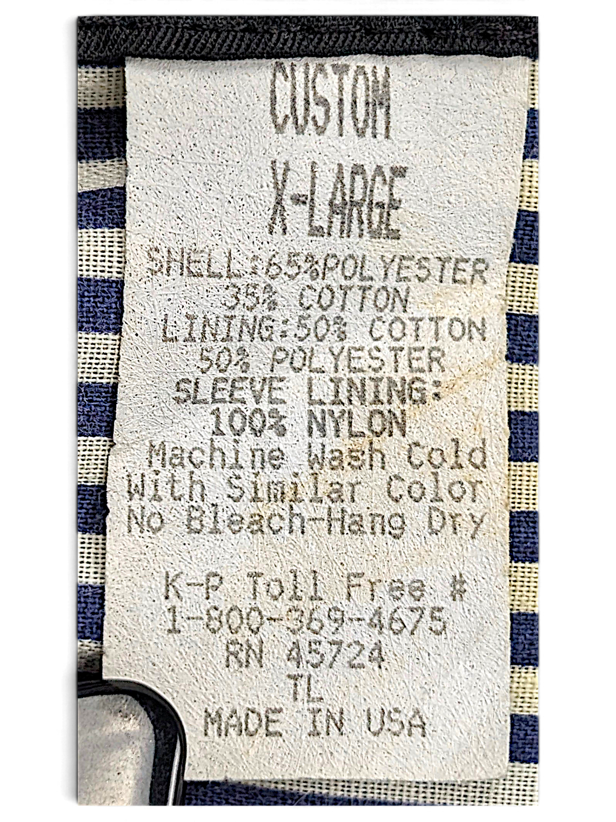 K-Products Norton Magnum Navy Promotional Jacket – XL; brand, size, composition or care-label detail (image 5 of 5).