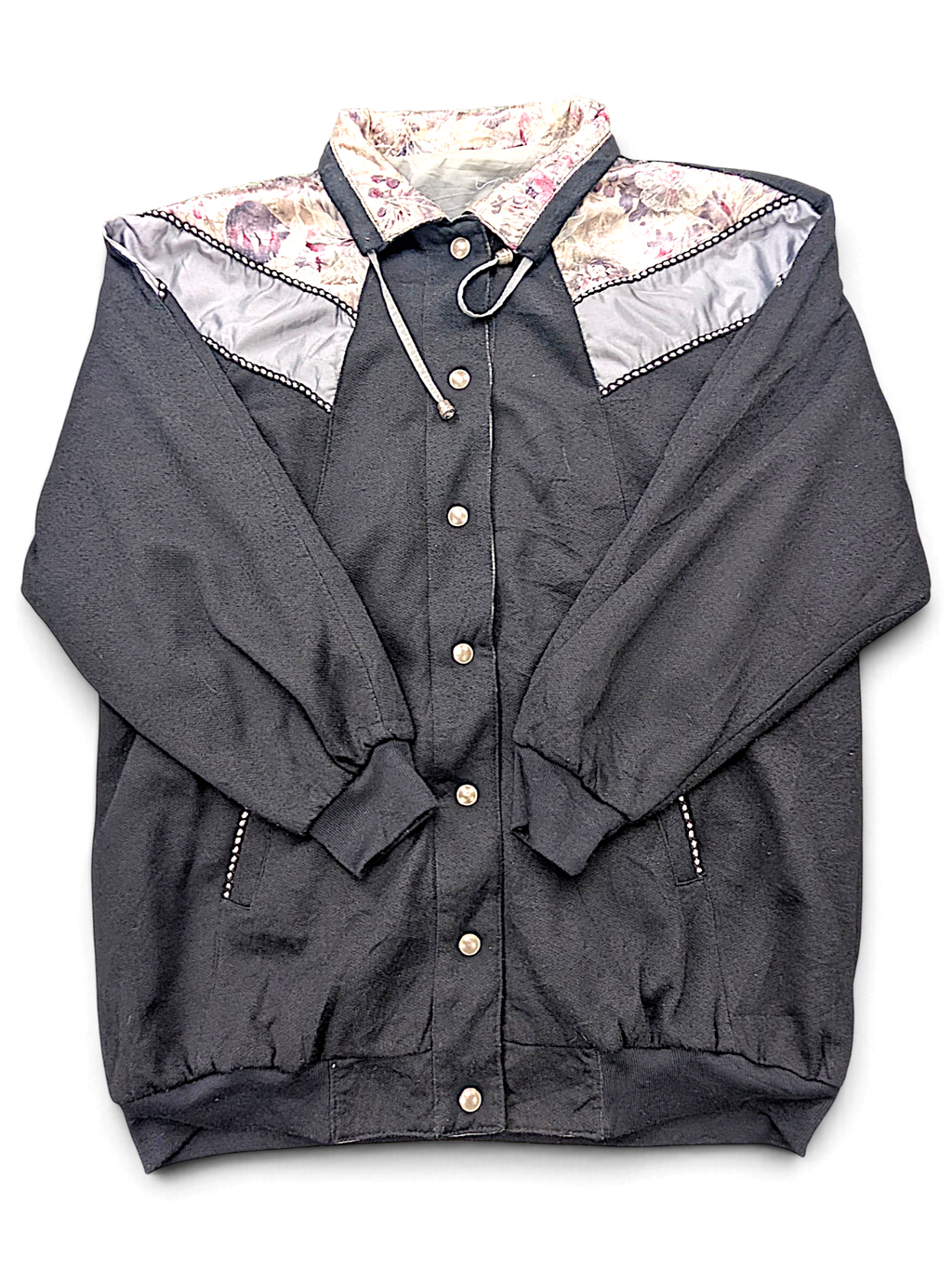 Basic Editions Black Floral Reversible Jacket – One Size; front view (image 1 of 4).