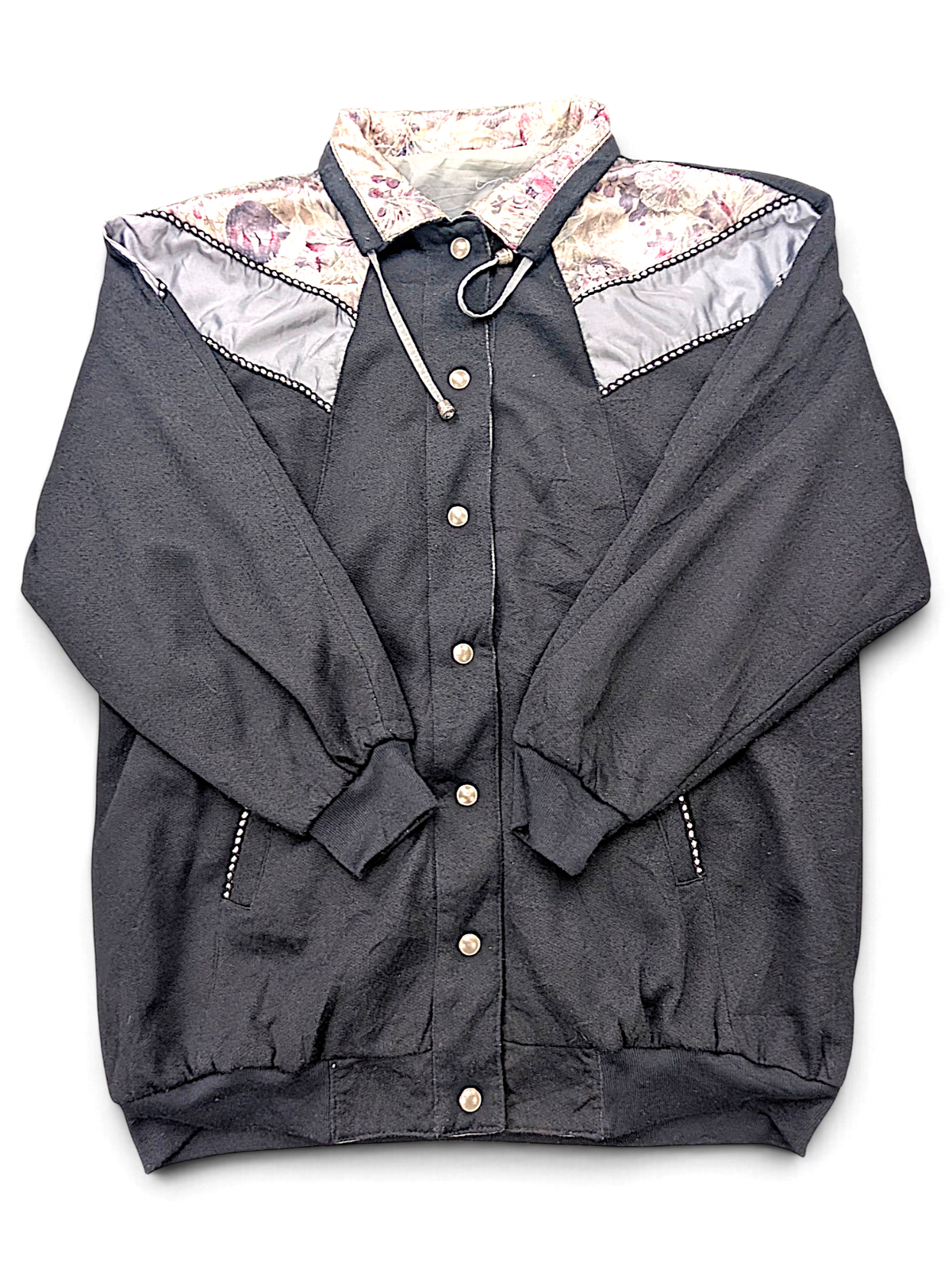 Basic Editions Black Floral Reversible Jacket – One Size; front view (image 1 of 4).