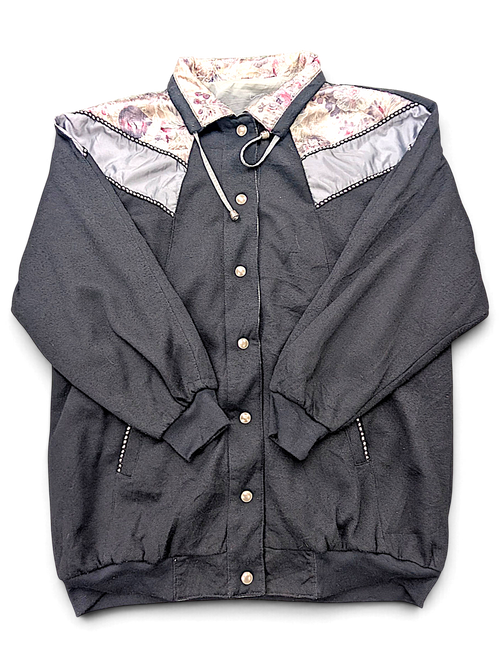 Basic Editions Black Floral Reversible Jacket – One Size; front view (image 1 of 4).